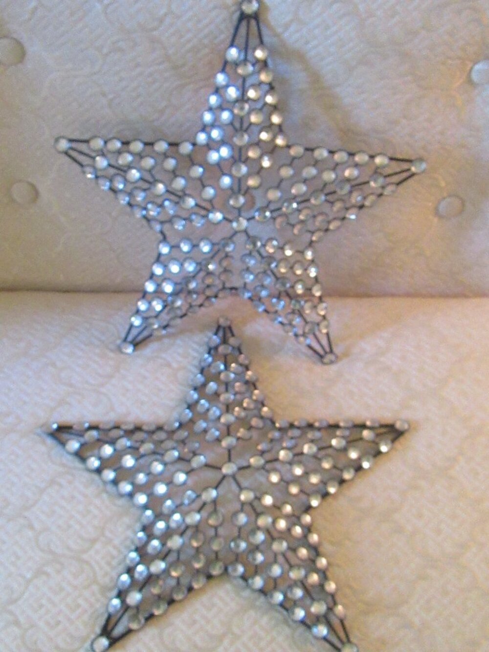 2 Vintage 14.5 in. black metal star decor with faceted embellishments - Picture 13 of 13
